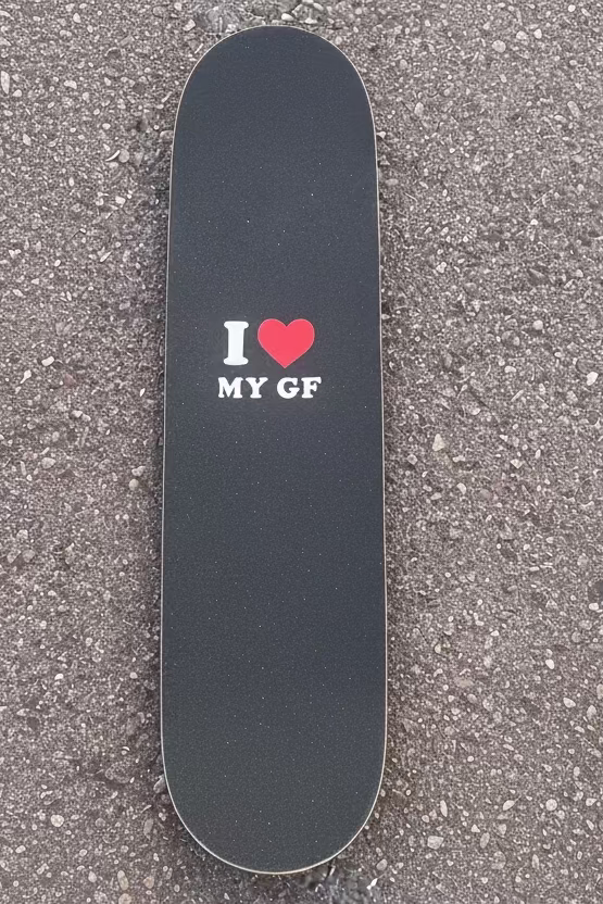 Black grip tape with 'I ❤️ MY GF' 